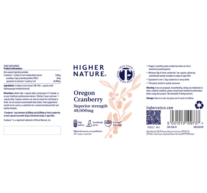 Oregon Cranberry Product Label