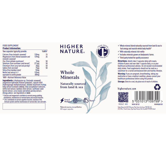Whole Minerals Product Label