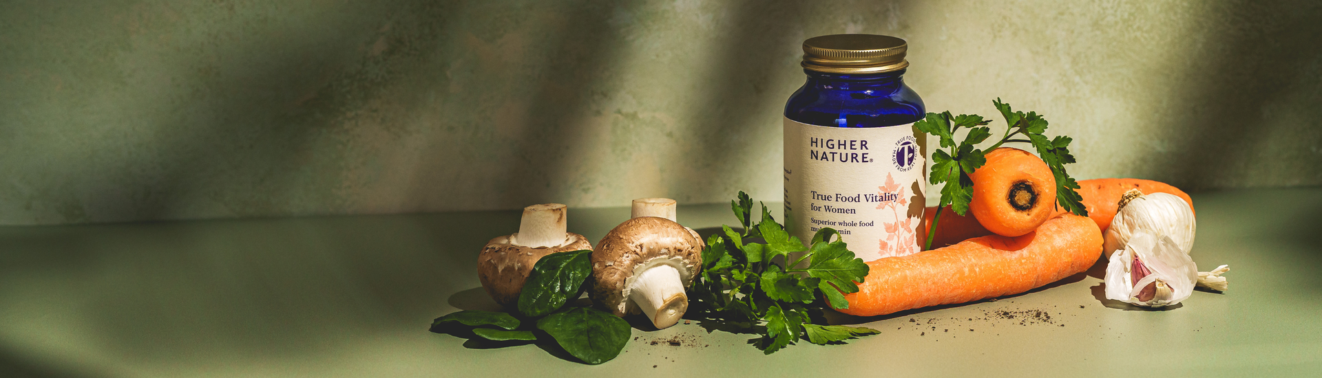 True Food supplement with fresh vegetables