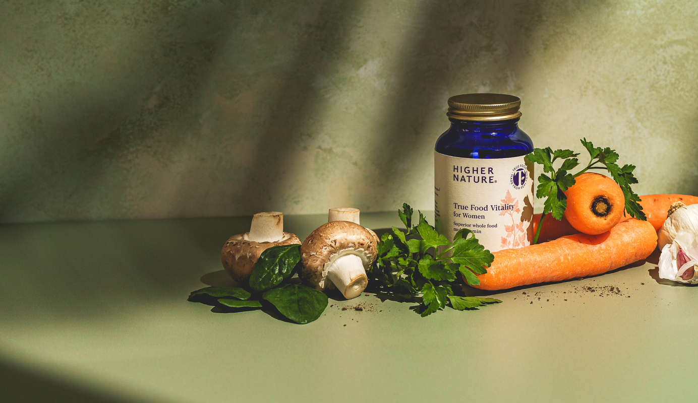 True Food supplement with fresh vegetables